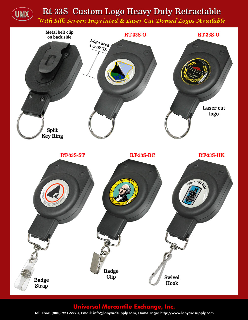 Big Custom Imprinted/Laser Cut Logo For Heavy Duty Retractable Keychain Reels 