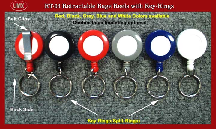 Retractable keychain reels come with key chains on the bottom side of reels.