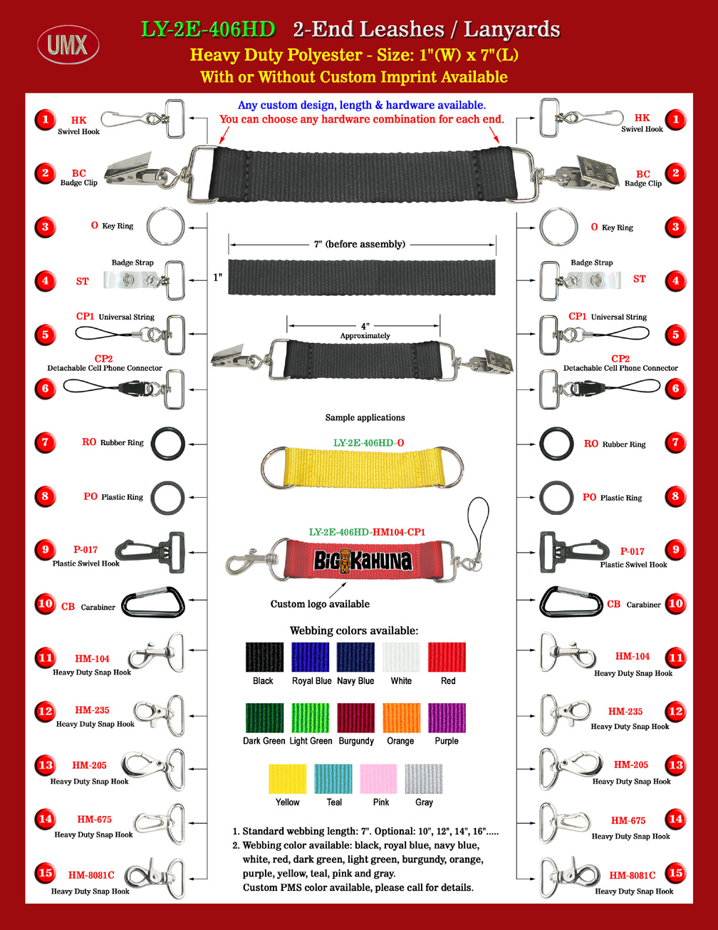 The 1" heavy duty polyester leash straps are great for making pet or dog leash, tool holder leash, ski board retainer, or snowboard leash etc.