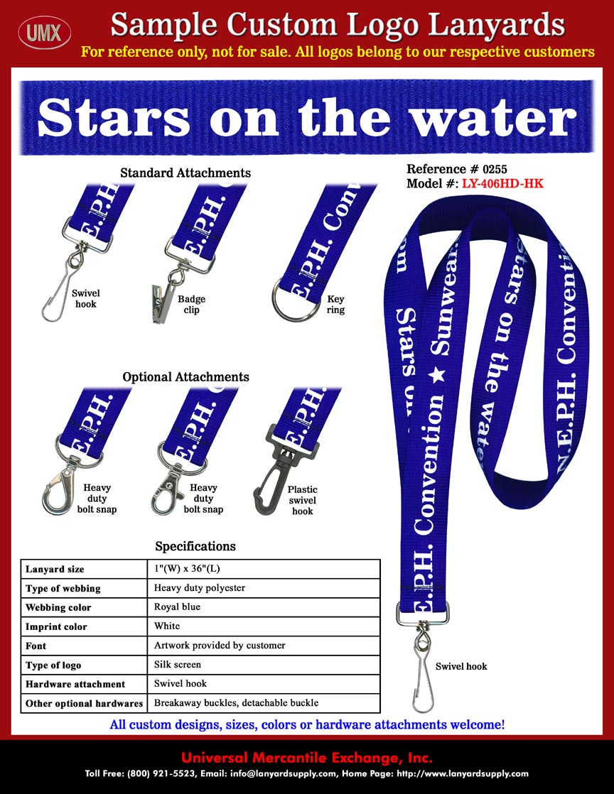1" Custom Printed Stars on The Water 2002 N.E.P.H. Convention - Sunwear Company Sponsor Lanyards.