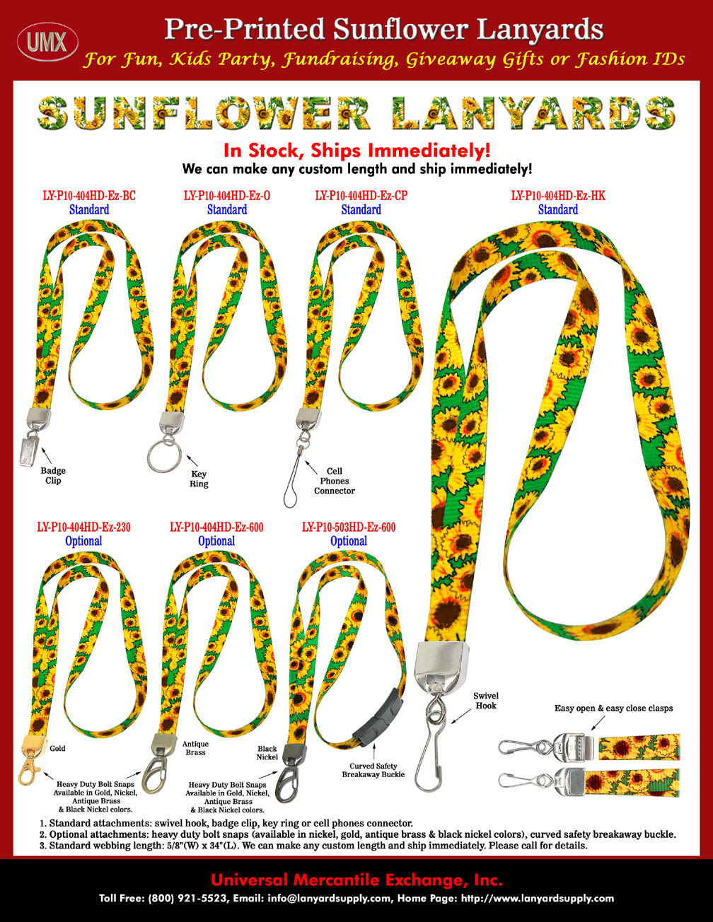 Flower Lanyards: Cool Sunflower Print Lanyards, Sun Flower