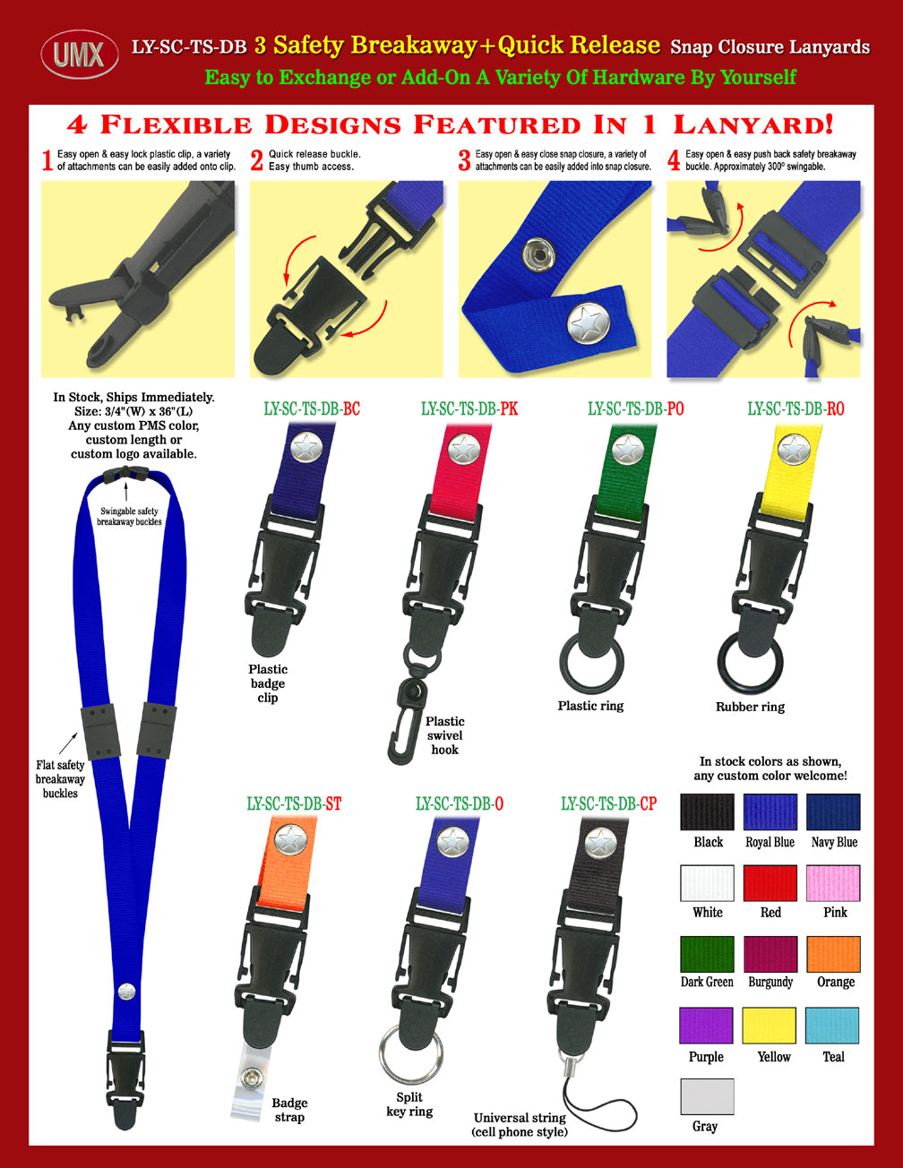 Great Lanyards for those working at hospital, jail, police department or mission critical environment! With Multiple Safety Protection!