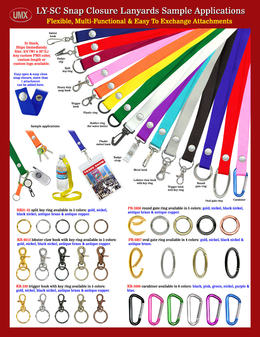 Snap closure lanyards, we have custom Pantone PMS color of lanyards and custom imprinting service with fast delivery schedule available!