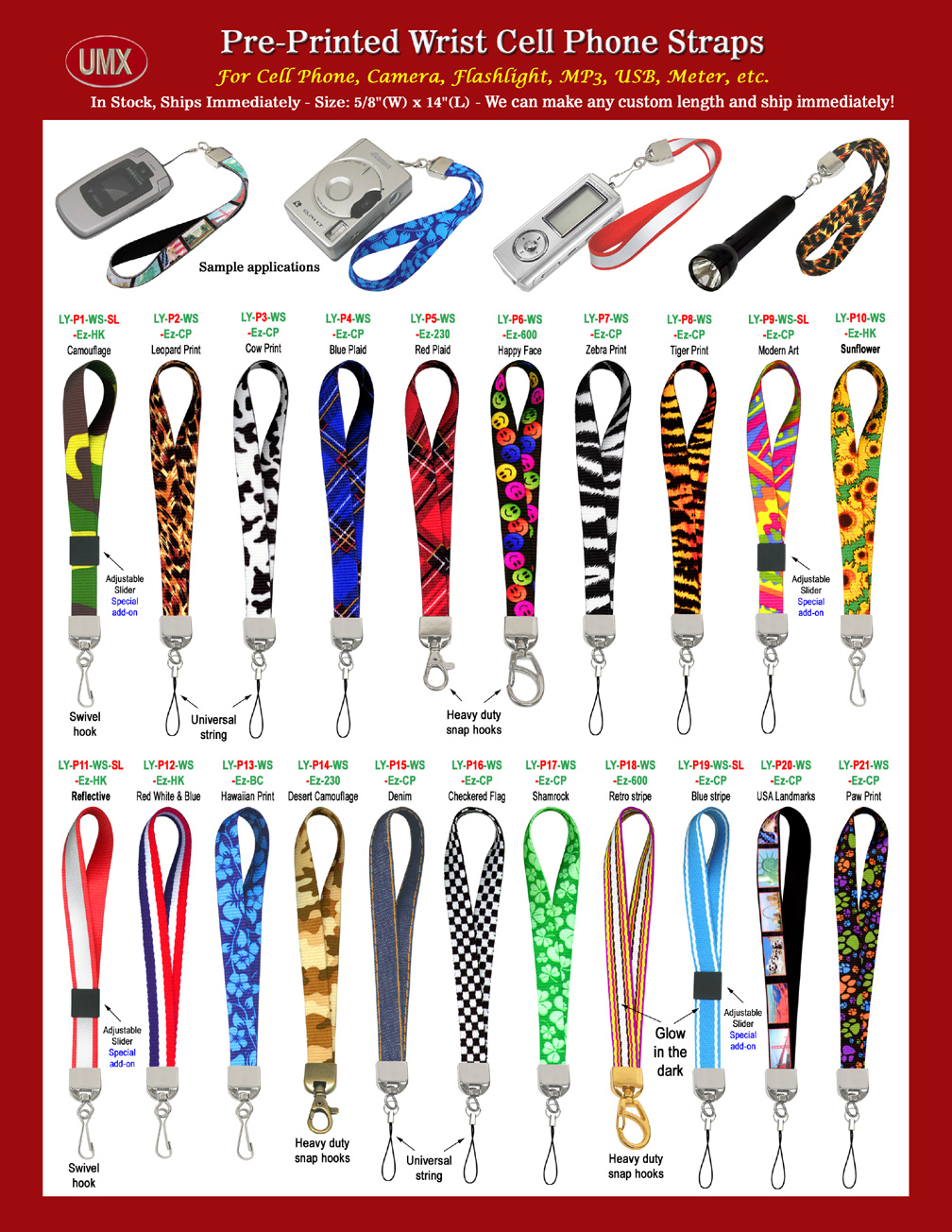 Cool Designed Pre-Printed Cell Phone Wrist Straps: For Cellular Phone,  Camera or MP3 Wrist Wear