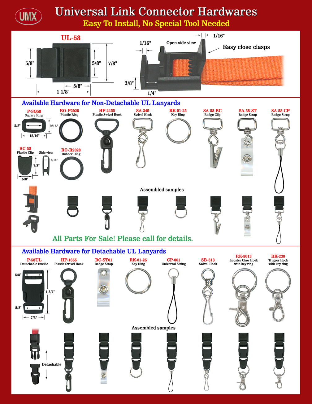 5/8" Universal Link Lanyard Connector: Made Of Heavy Duty ABS Plastic Material .