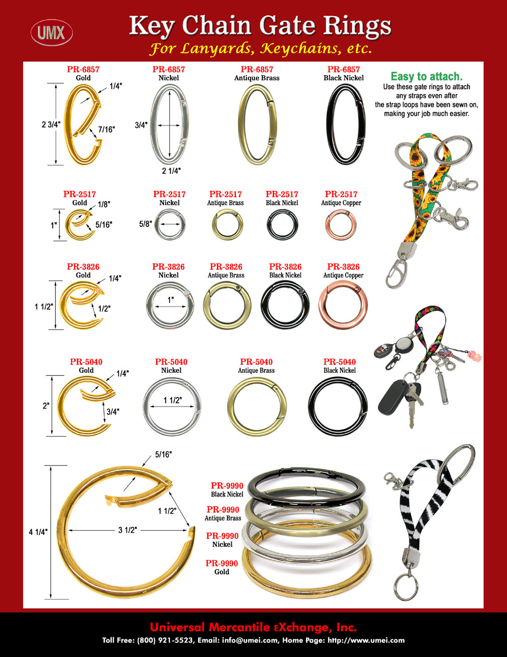 UMX Easy To Use and Multi-Function Key Chain Gate Rings For Key Holders