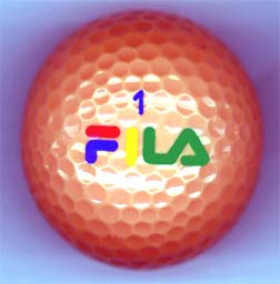 fila peach color logo golf balls - front side