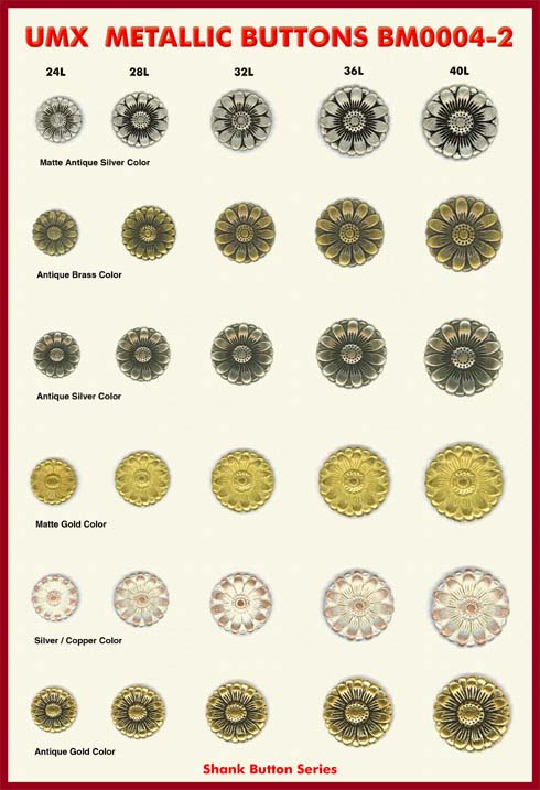 metallic buttons: shank buttons: sunflower buttons bm0004-2