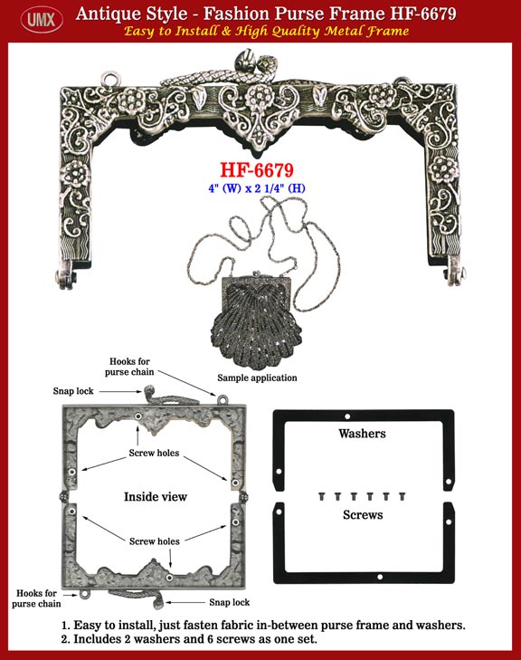 Purse Frame: Antique Style Purse Frame HF-6679 Series