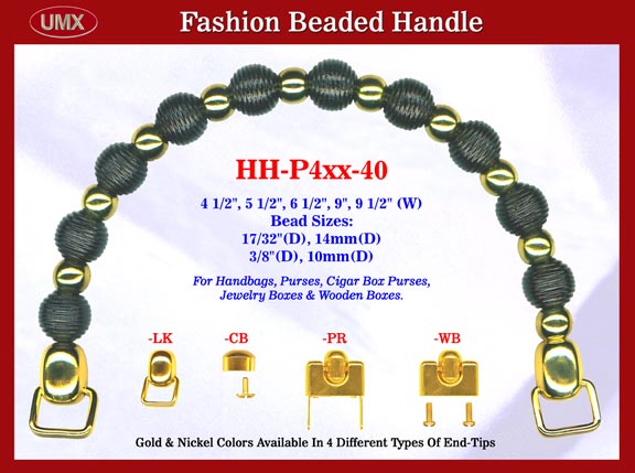 Gold Color Model: HH-P4xx-40 Stylish Beaded Wood Purse Handle For Wood Jewelry Box handbag, Cigar Box Purse
and Cigarbox