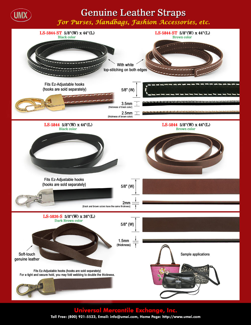 UMX Genuine Leather Straps: Fashion Strap Designed For Shoulder Bags or  Hand Carry Bags.
